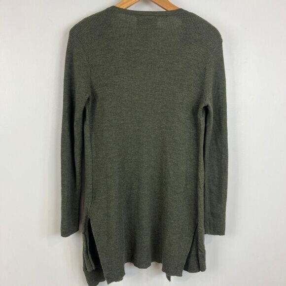 Cynthia Rowley Women's Medium Green Extra Fine Merino Wool Open Front Cardigan - Picture 8 of 10